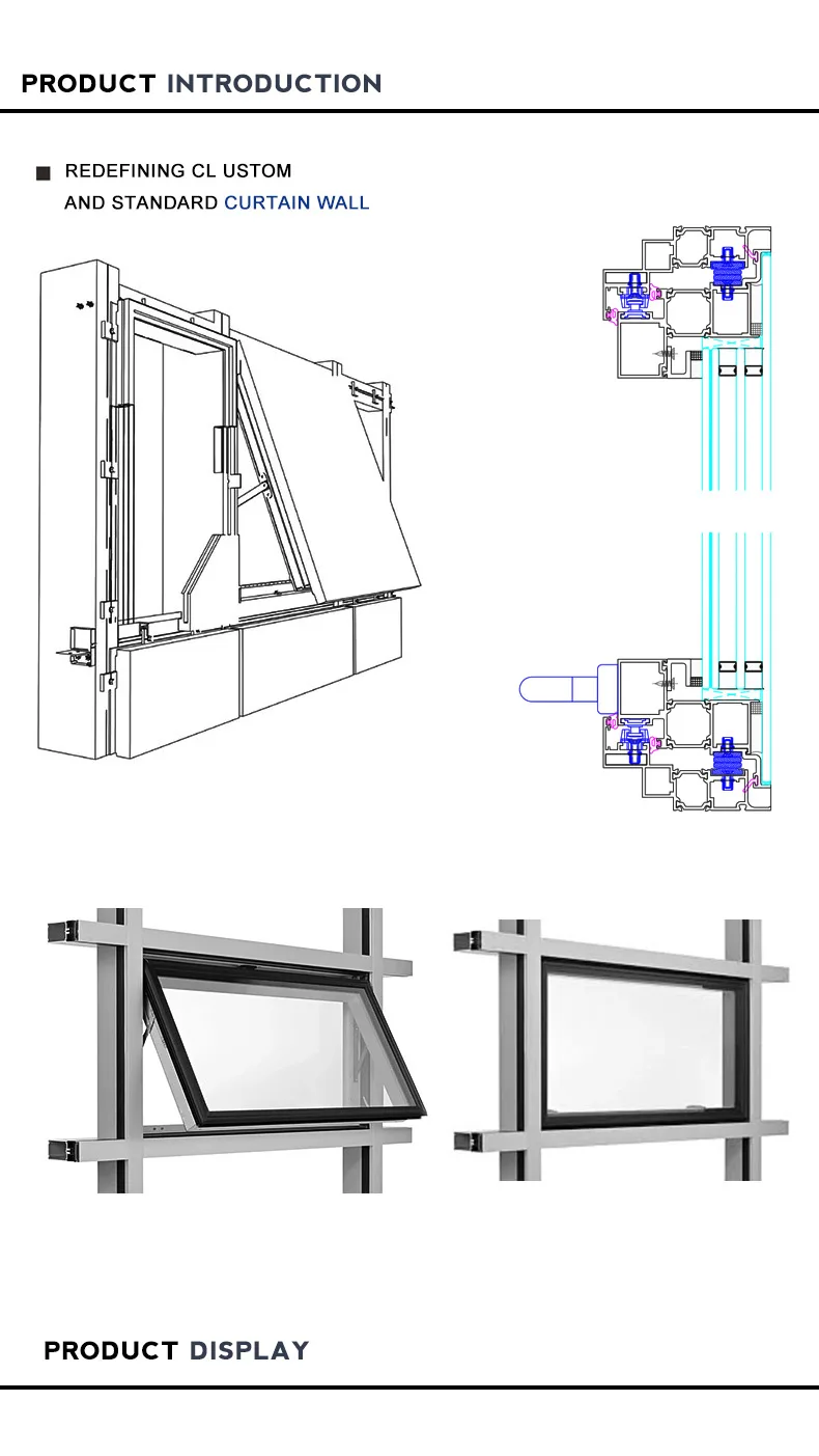 New Design Modern Standard Size Custom Top Hung Aluminum Frame Swing Bathroom Awning windows