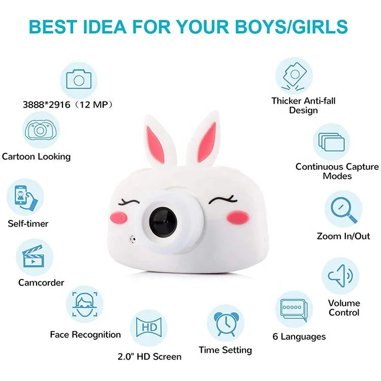 Carton Shockproof Silicone Camera Case WiFi Digital Cam Video Recorder For Kids Toddler