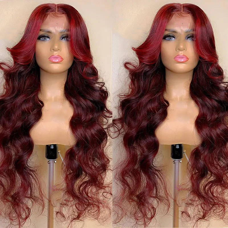 dark red frontal wig