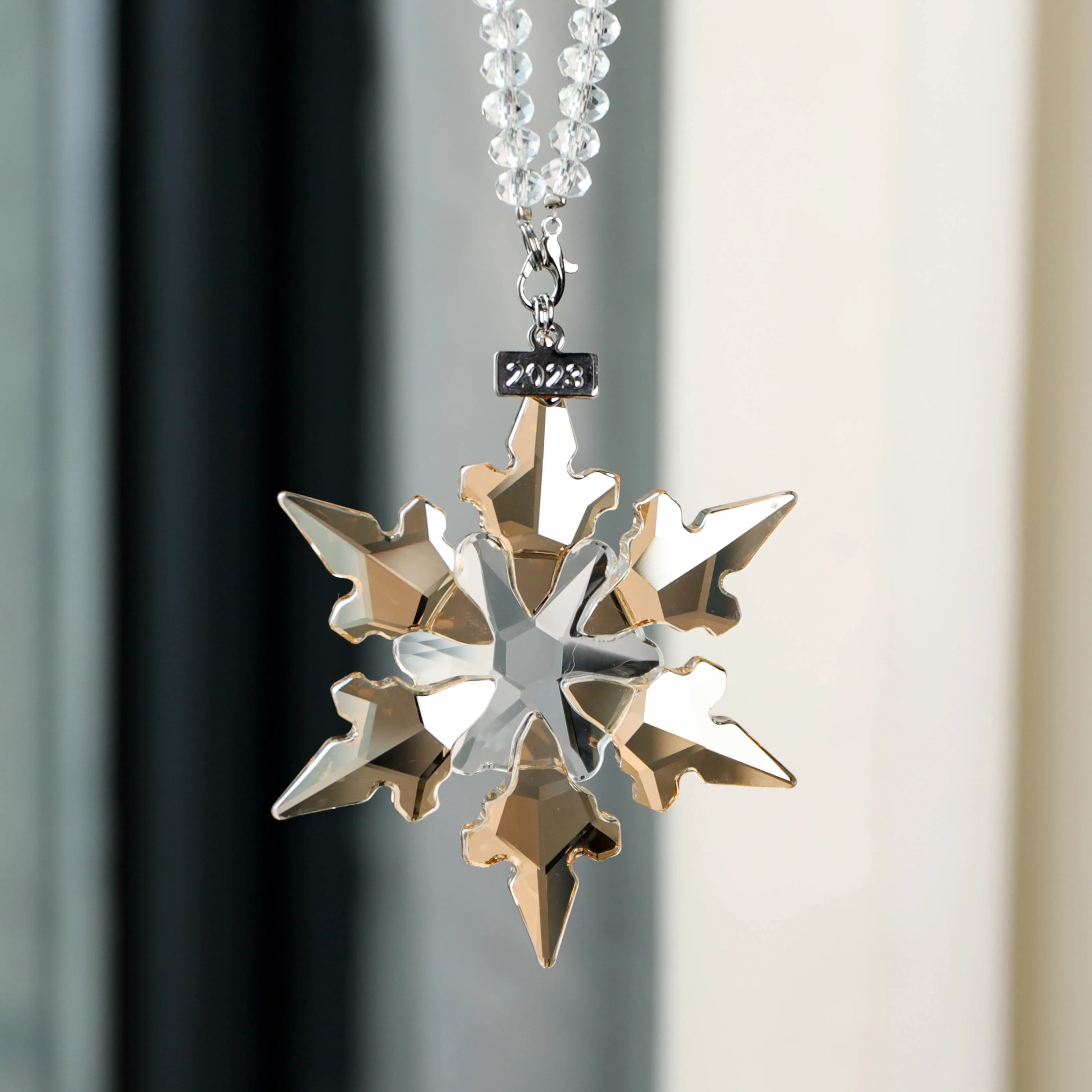 product high quality crystal glass snowflake car inside hanging accessories christmas hanging ornament-31