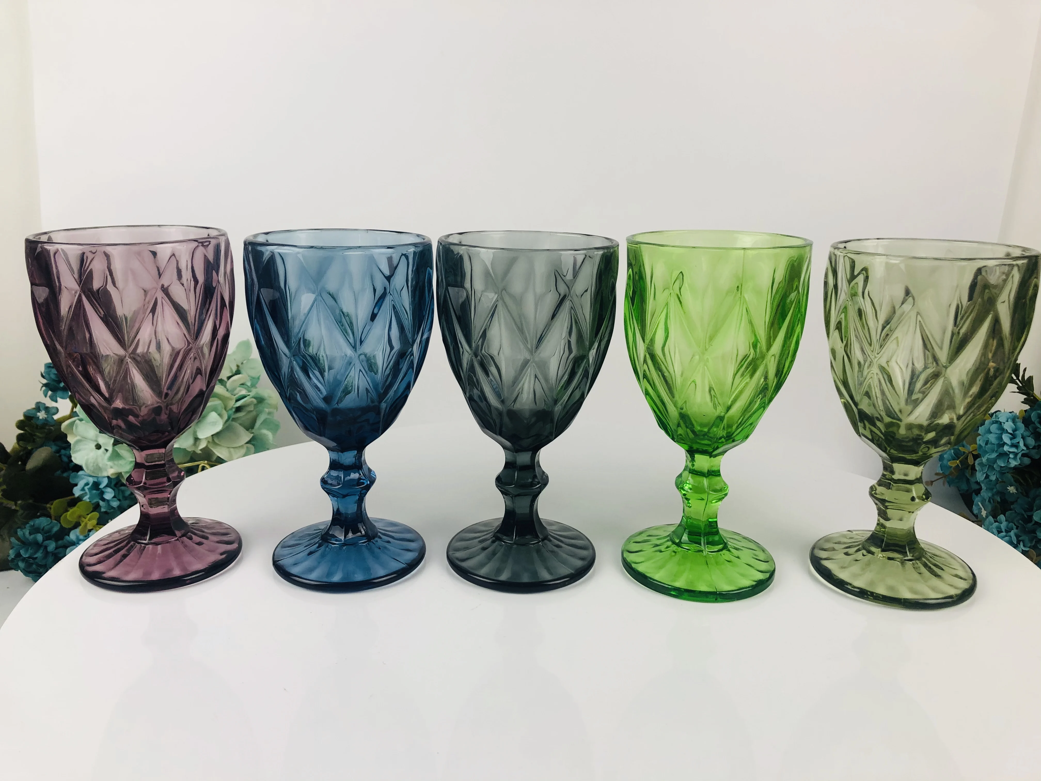 Besta Colored Engraved Vintage Goblet Wine Glass Goblets Drinking Glassware For Table Buy