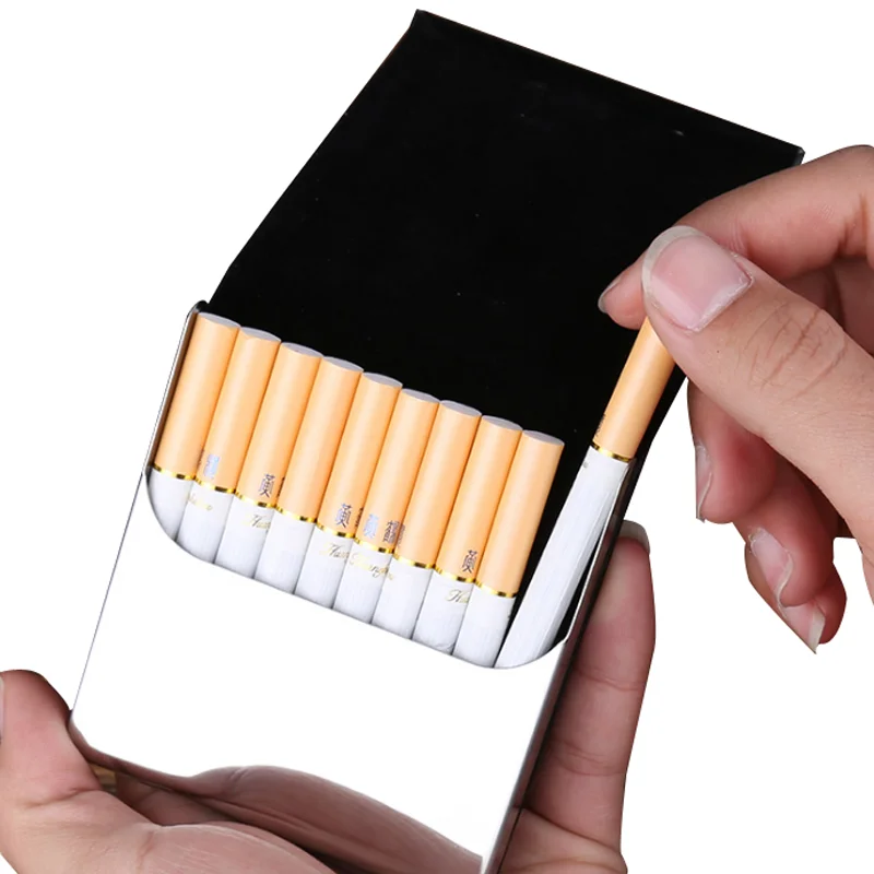 Wholesale New factory designer automatic mens Metal+PU 20pcs cigarettes cases  holder men's gift tobacco box From m.