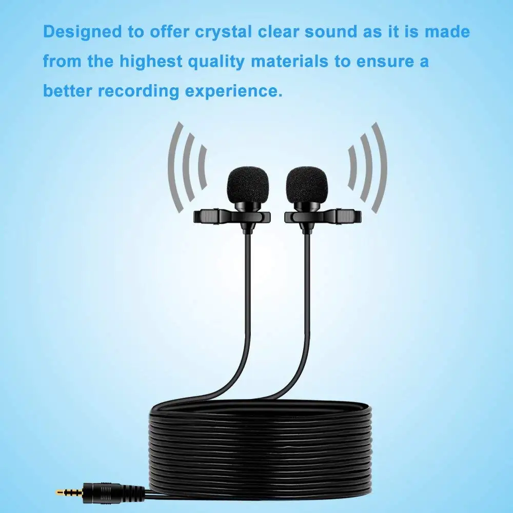 Manchez New Dualhead Clip Lavalier Collar Microphone For Speaking Tie Clipon Lapel Microphone