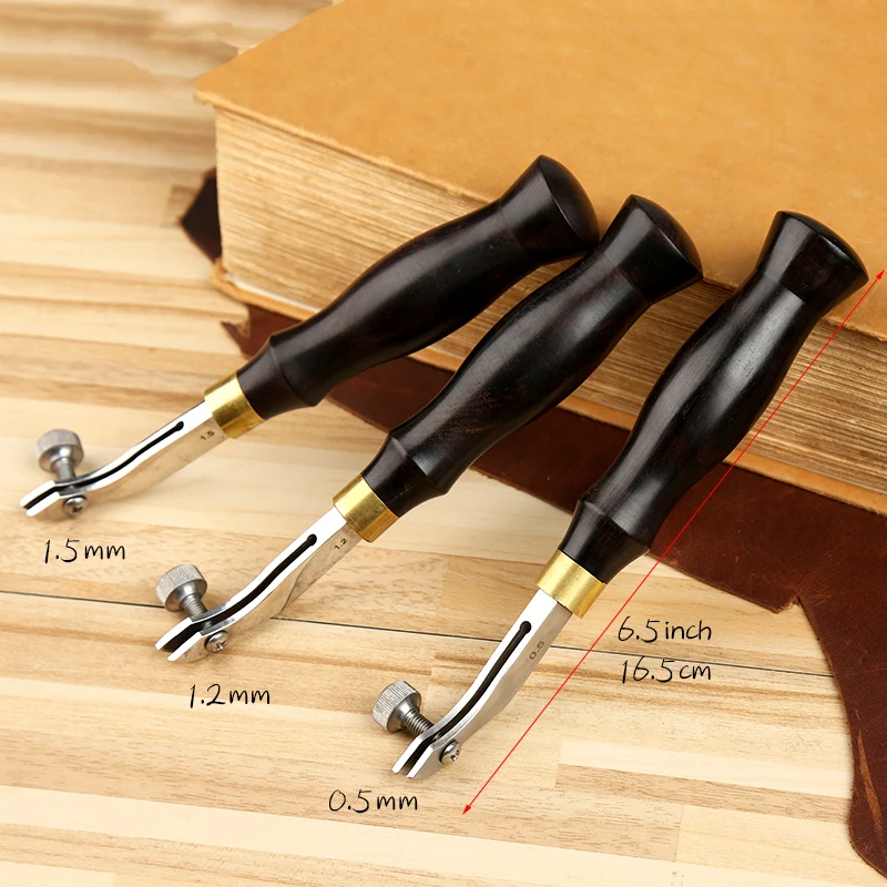Adjustable Wooden Handle Stainless Steel Leathercraft Edge Press