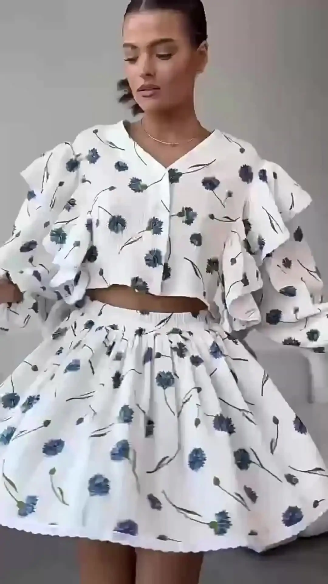 Cotton And Linen Ruffle Strawberry Printed Short Dress Women's Homewear 2 Piece Set Sehe Fashion Cotton And Linen Ruffle Strawberry Printed Short Dress Women's Homewear 2 Piece Set Sehe Fashion