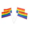 custom 2019 new design rainbow flag banner garden hand car desk pole stand polyester pride USA national flag fabric wholesale