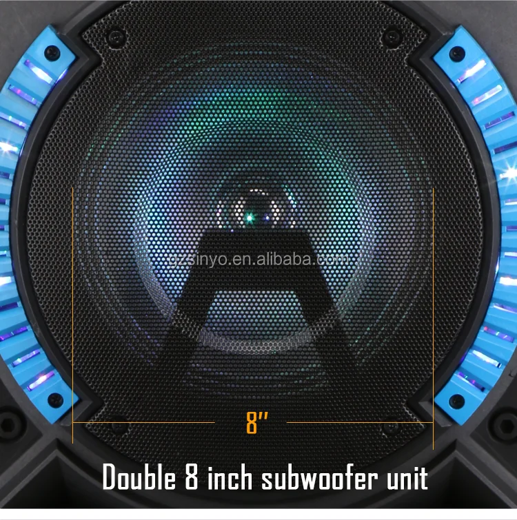 0EM double 8 inch karaoke subwoofer portable trolley speaker with LED Colored lights/Bluetooth Wireless Charging sound box - ANKUX.COM