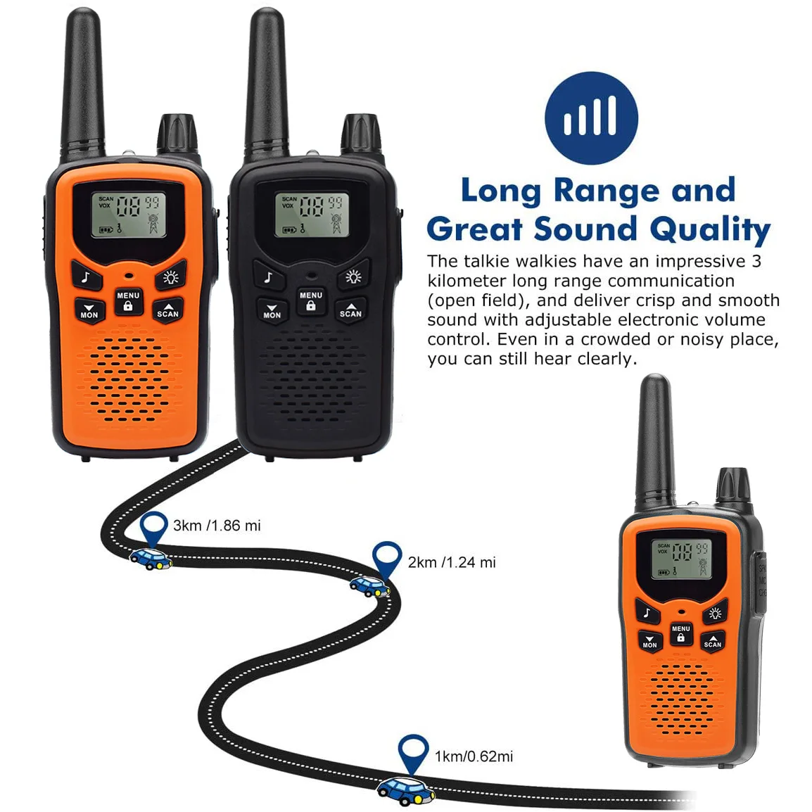Walkie Talkies Two Way Radios 22 Channels 5 Miles Range for Outside Black EKOOS Walkie Talkie Long Range for 3-12 Year Old Boys Girls Hiking Camping Family Radio Service for Adults Boys & Girls 