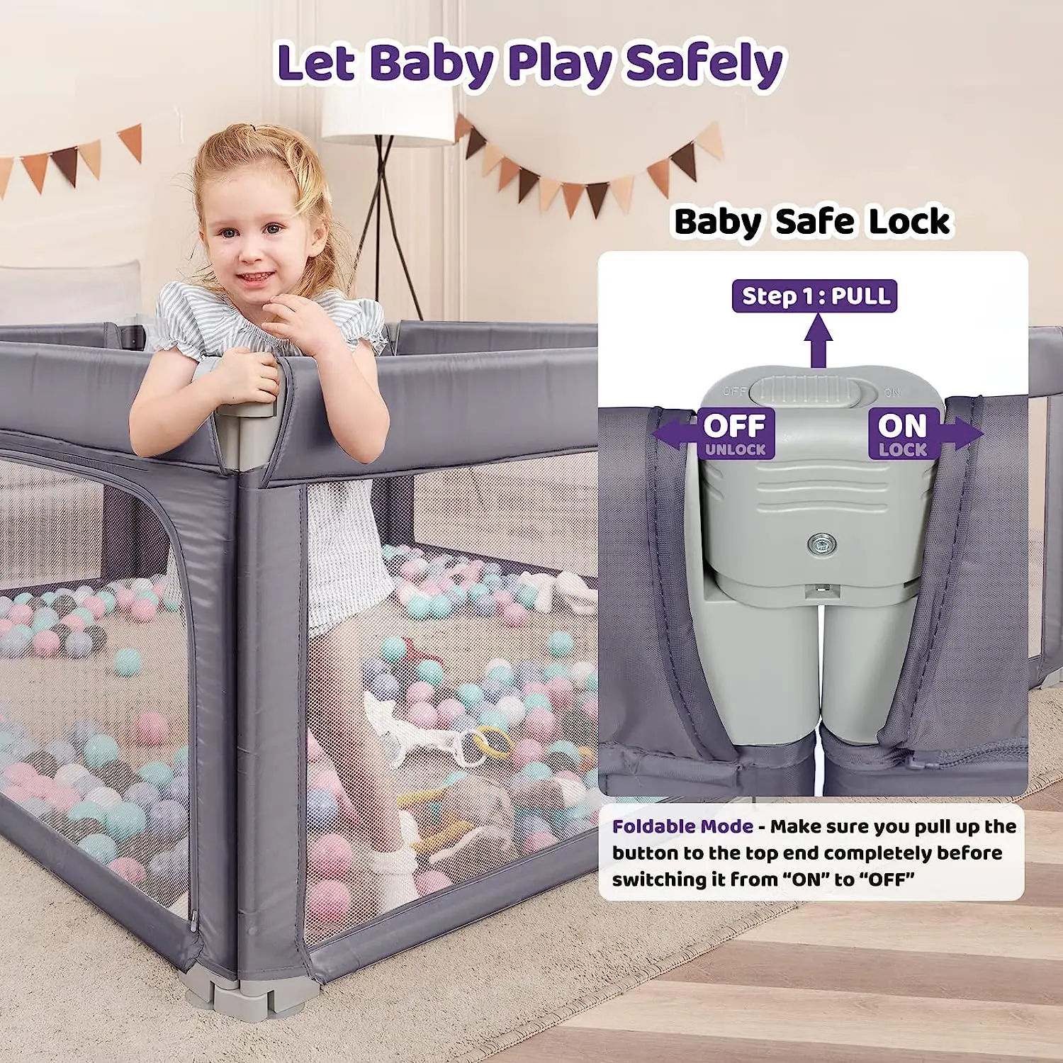 Indoor Baby Folding Fence Play Ground Safety Fence Removable Baby Fence