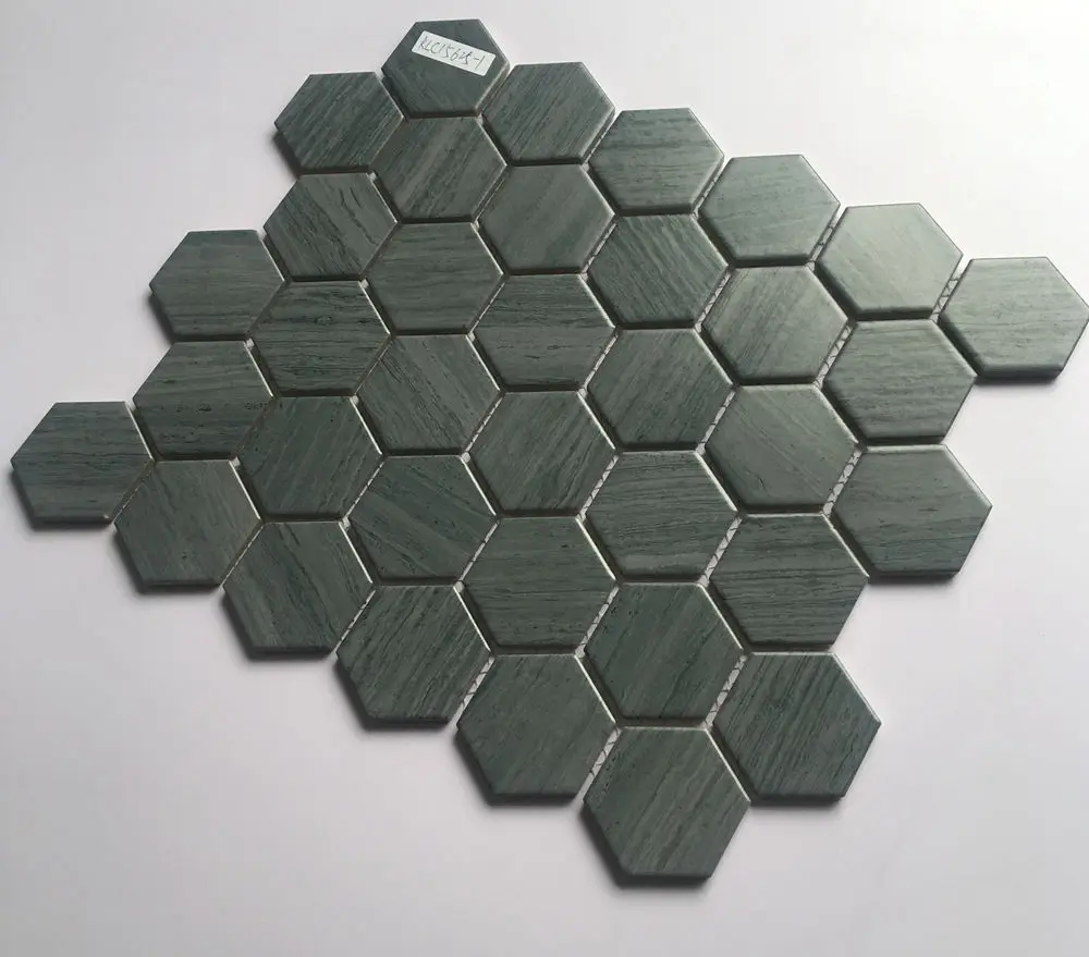 Venda imperdível telha de porcelana de mosaico cerâmico hexagonal verde para banheiro e cozinha foshan china