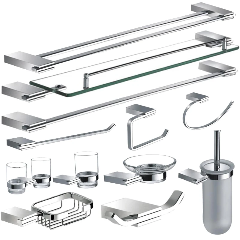 
Luxury bathroom fittings organizer storage brass accessories set wall mounted 