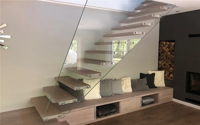 Modern Escaleira Cantilevered Stairs  Wood Floating Staircase With Stringer Built In Wall