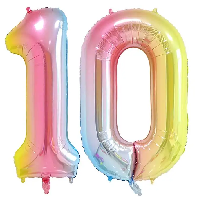 40inch Big 10 Number Balloons Blue Large Foil Mylar Number 10 Balloons