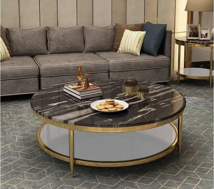 Postmodern glass circle marble north Europe tea table simple modern SLATE small family sitting room tea table