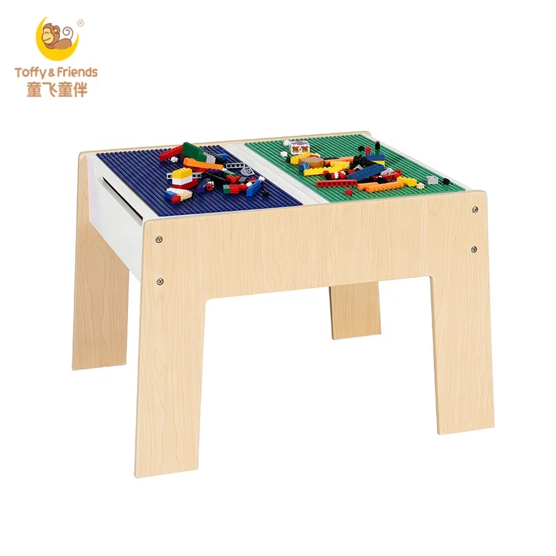 wooden activity table with storage