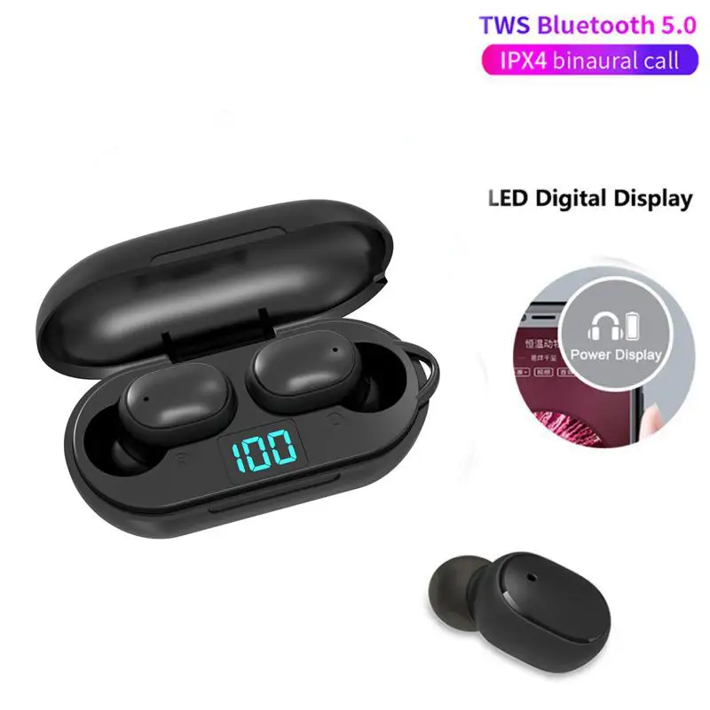 H6 Tws Wireless Headphones 8d Stereo Bluetooth 5.0 Earphones Sports Led Display Earbuds Gaming