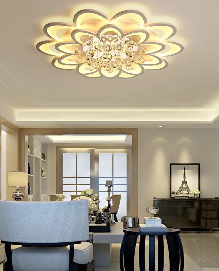 Modern flower-shape ceiling light modern acrylic led light crystal decorative indoor ceiling lighting for living room lamps