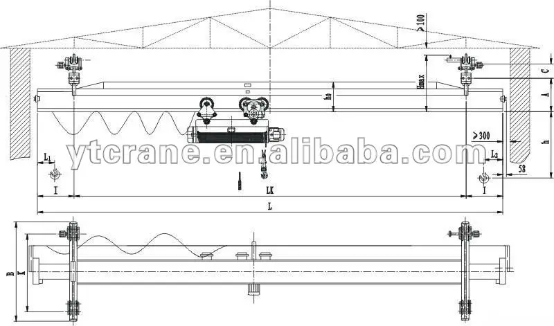 Light duty suspension hanger lx bridge overhead crane price