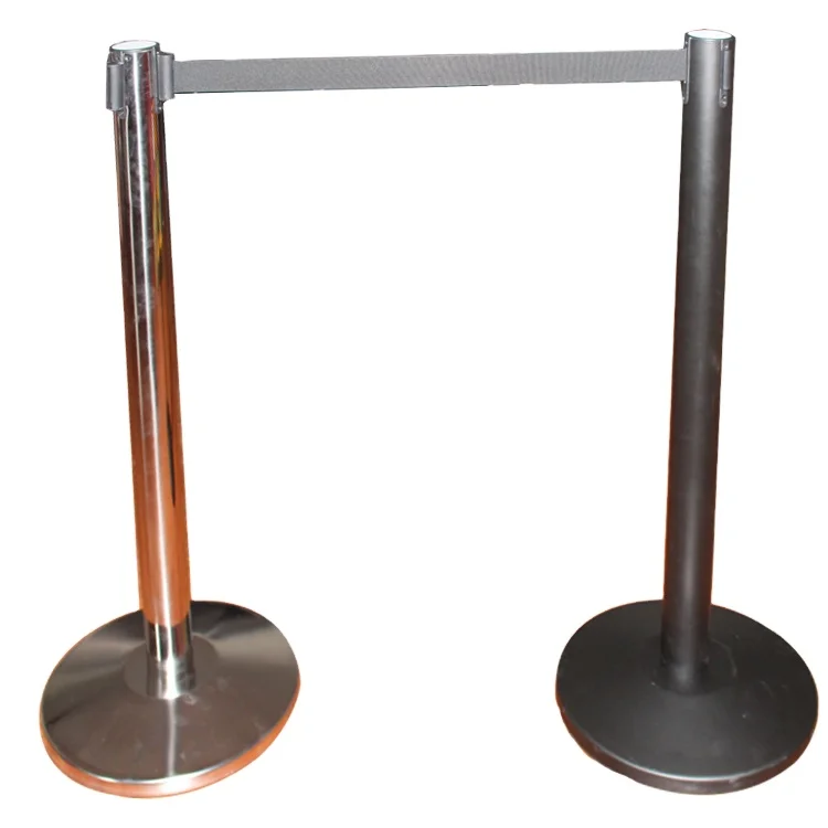High Quality Black Silver Golden Metal Cast Iron Base Modern Queue Line Crowd Control Traffic Barrier Retractable Belt Stanchion