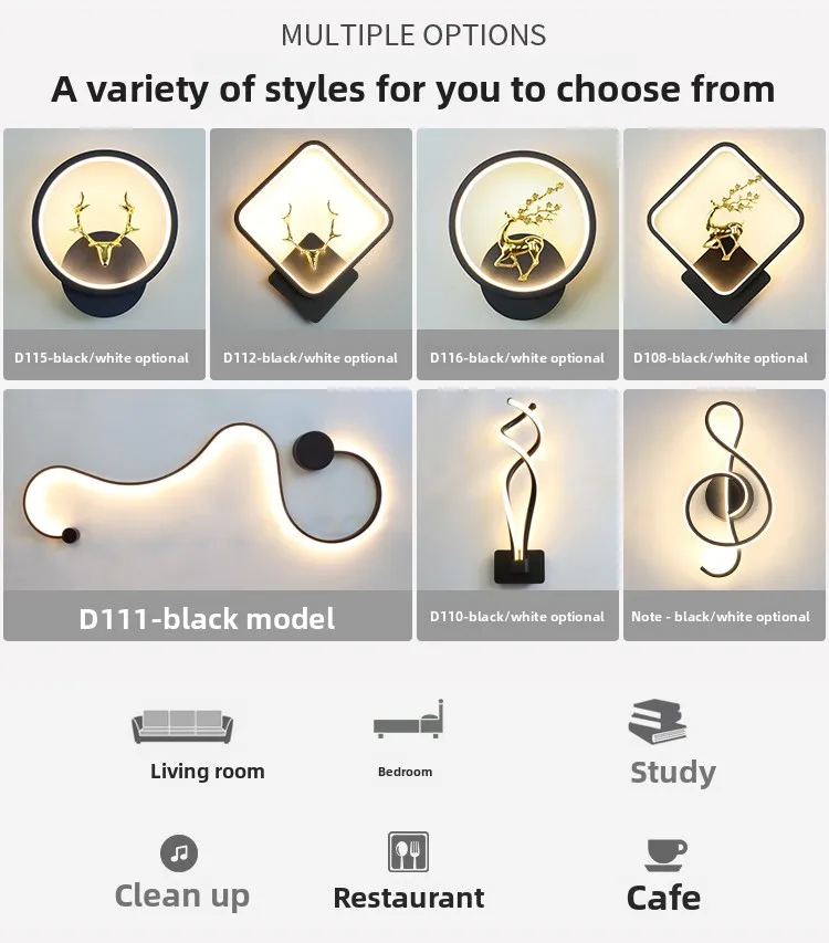 product indoor luxury design decorative home modern led creative wall lamp corridor bedroom bedside wall light-2