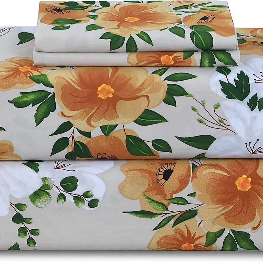 4 Pcs 100 Cotton Sheets Bed Set 300 Thread Count Deep Pockets Sheets