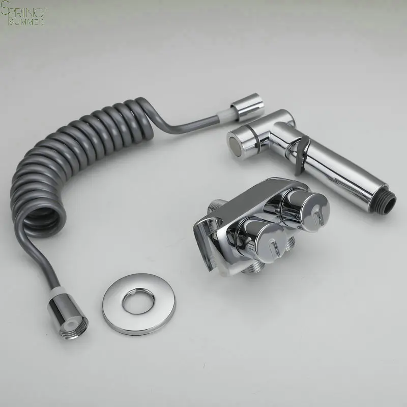 Brass Toilet Bidet Ablution Faucet Set - Concealed & Chrome