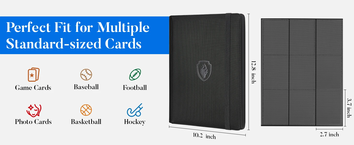 Fabmaker 9 Pocket Sports Trading Card Binder - Sturdy PU Cover