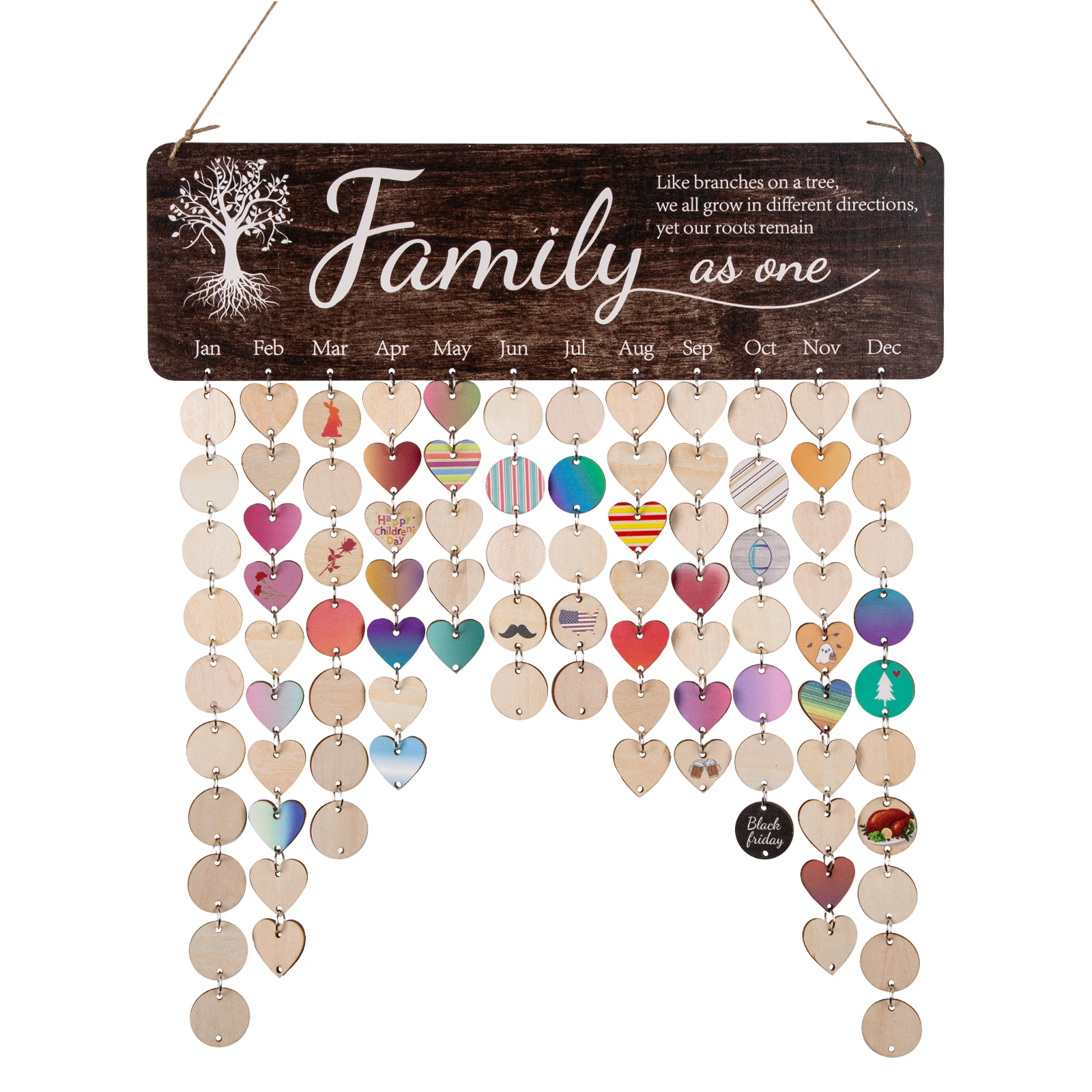 Wooden Family Decor Birthday Reminder Calendar Board Ciudaddelmaizslp 