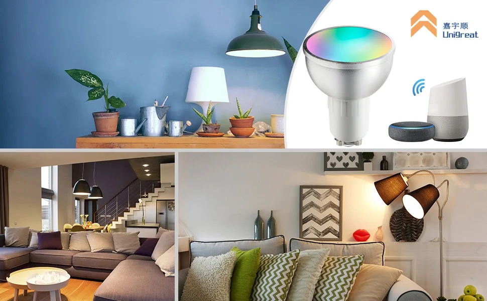 2020 High Quality Daylight and Colored Smart Bulb RGB+CW WiFi GU10 5W Spotlight with App Control