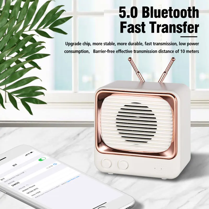 DW02 Retro Design Wireless Blue-tooth 5.0 Speaker Portable Mini TV Speaker 4D Sounds HIFI Loudspeaker Handfree Noise Reduction - ANKUX.COM
