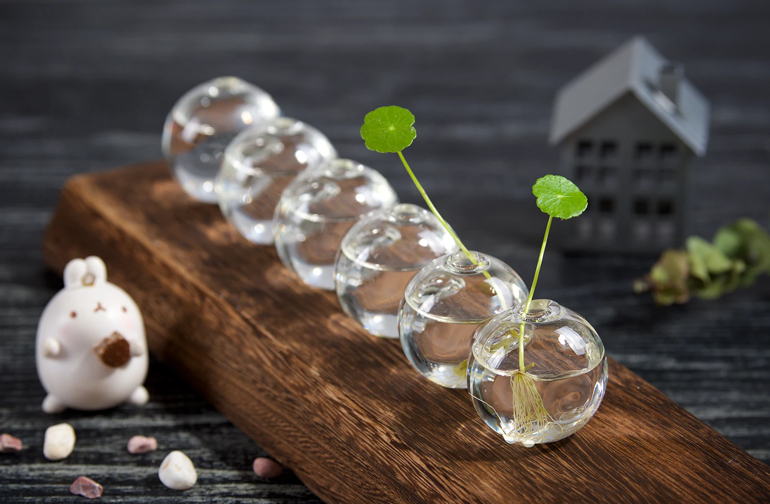 Caterpillar,Clear Glass Bud Conjoined Cute Floral Vase For Home Decor