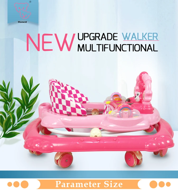 baby walker with plastic wheels can add push bar and canopy