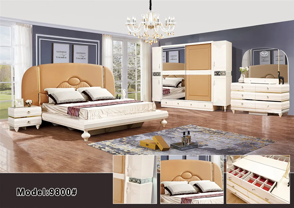 Modern Melamine Laminate Board Bedroom Suites Mirrored Bedroom Set