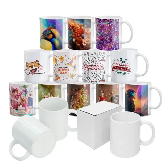 3D Printed 11oz White Sublimation Ceramic Mug Individually Packaged Coffee  Mug
