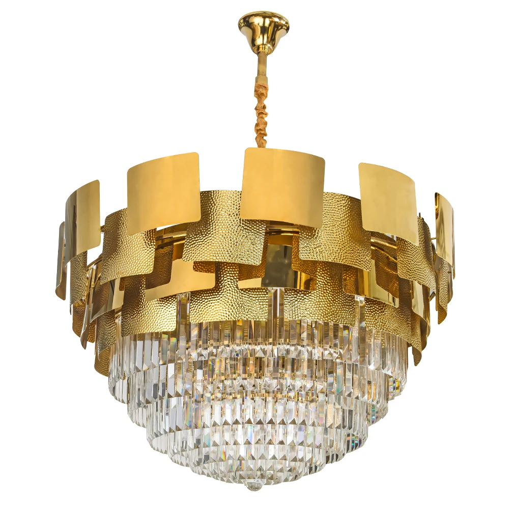 luxury hanging round gold modern pendant light chandelier led for home hotel living room