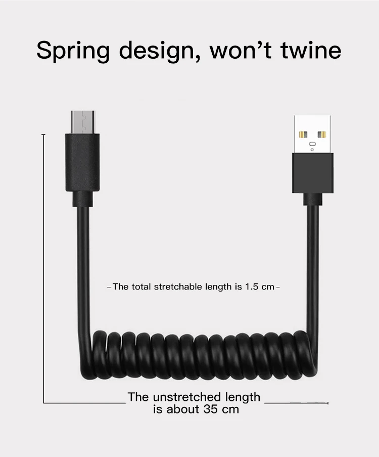 Factory Wholesales USB Type C Flexible Spiral Coil Spring Charging Data Sync Type C Spring Cable For Samsung - ANKUX.COM