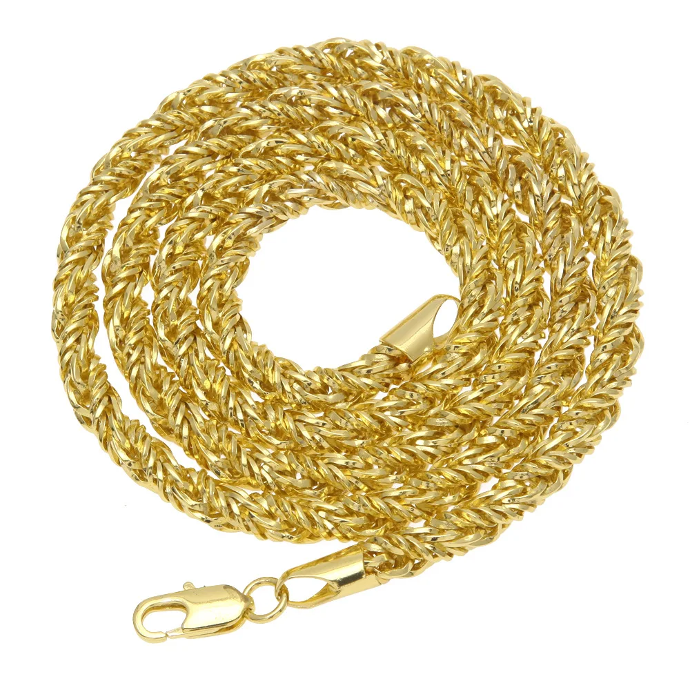 嘻哈丰富的经典镀金铜链 6.5毫米刺扭曲项链