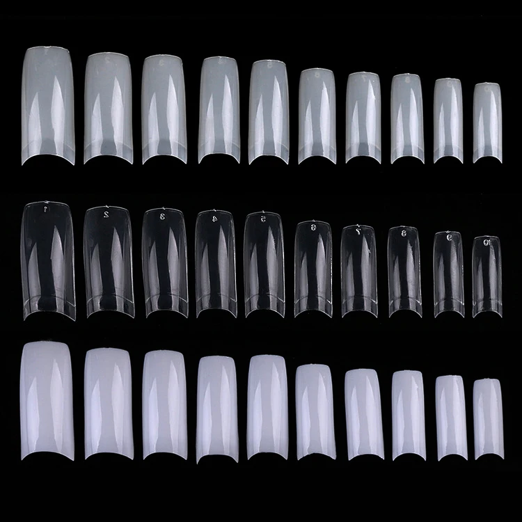 French Style Different Sizes Natural White Coffin Nail Tips Professional Acrylic Half Cover Square Printed Transparent Nail Tips Buy Printed Transparent Nail Tips Nails Tips Coffin Nail Tips Product On Alibaba Com