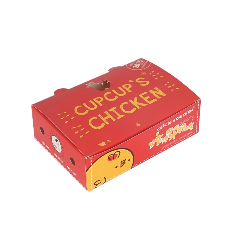Wholesale restaurant use fried chicken fast food carton takeaway box portable disposable paper box