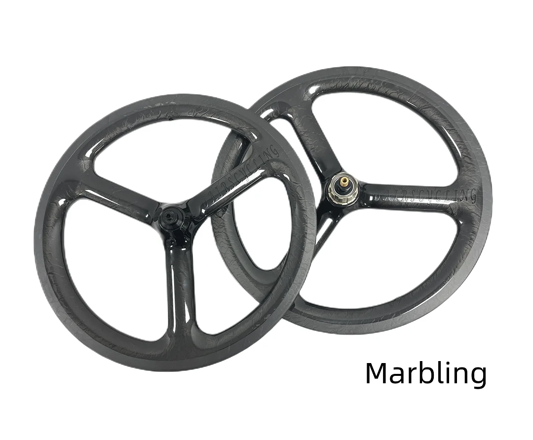 16inch 3 Spokes Wheels V Brake 7 Speed Rim Brake Tri Spoke Carbon Wheels Folding Bicycle 349