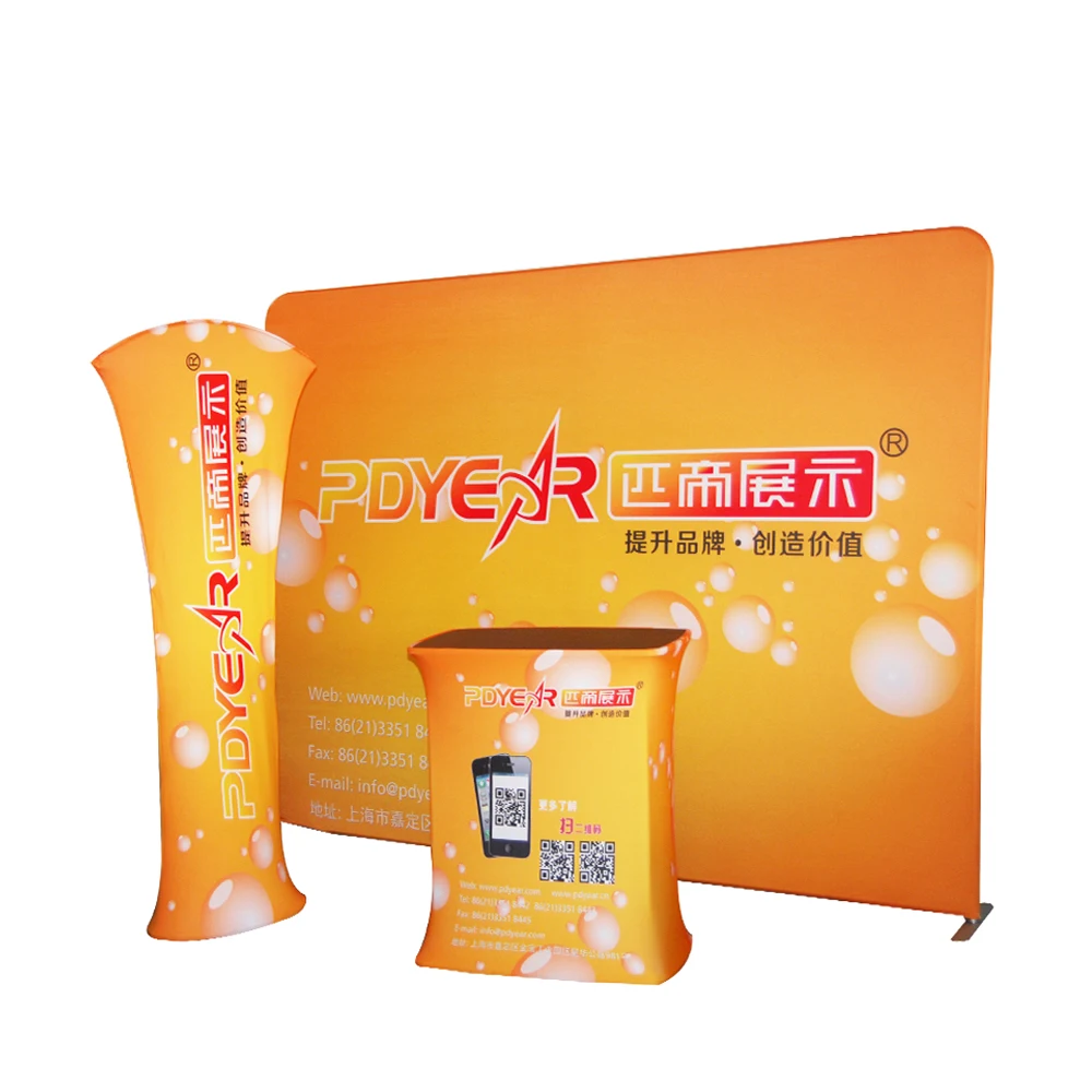 8ft 10ft 20ft Portable Exhibition Backdrop Trade Show Pop Up Display Booth Stretch Tension Fabric Banner Stands Factory Custom Curved Straight Advertising Tradeshow 8ft 10ft 20ft Portable Exhibition