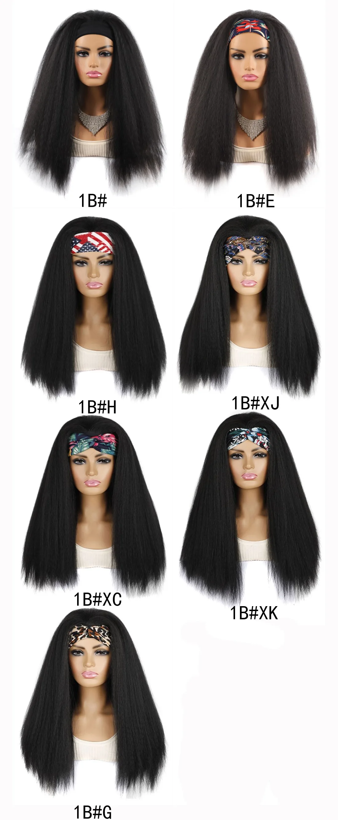 Women's Cornrow Puff Afro Turban Wig with Silk Headband - Synthetic ...