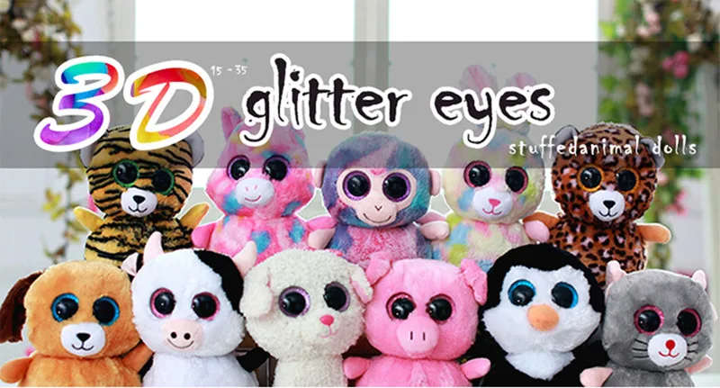 Glitter Eyes PINK 3D EYES with PLASTIC BACKS Teddy Bear Soft Toy Doll Animal 