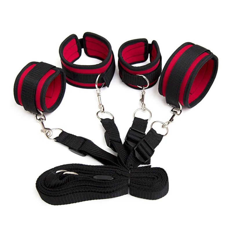 Quality Sex Product Under Bed Restraints Bondage Kit Red Cotton Sex