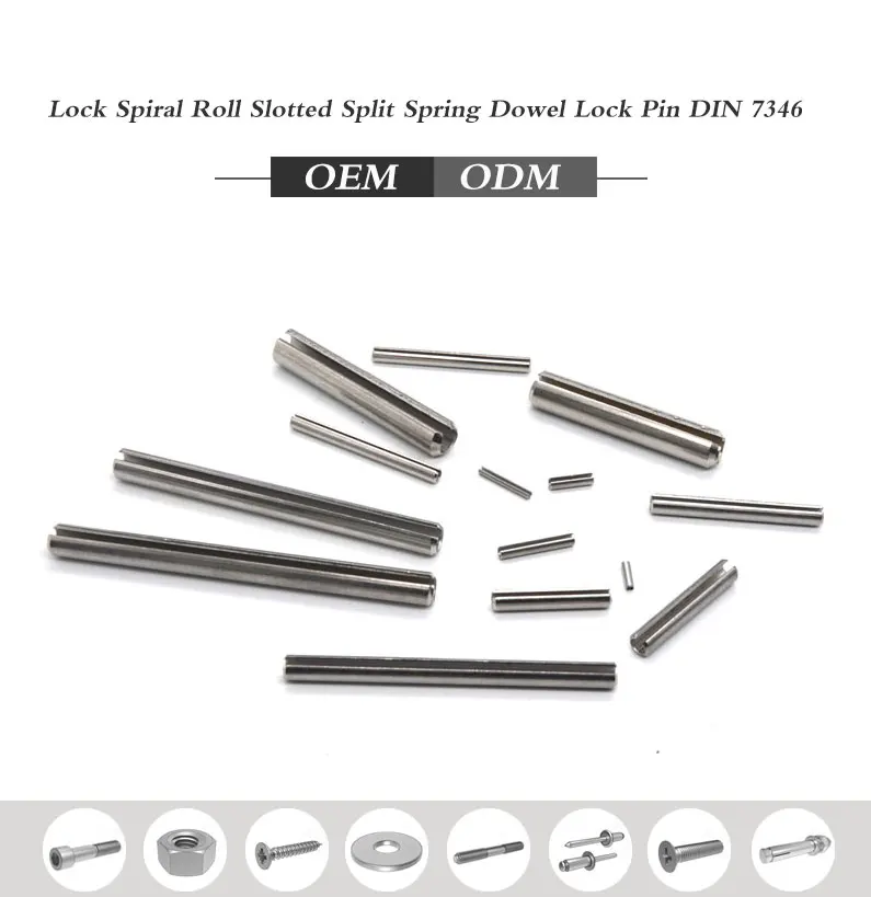 Stainless Steel Lock Spiral Roll Slotted Split Spring Dowel Lock Pin