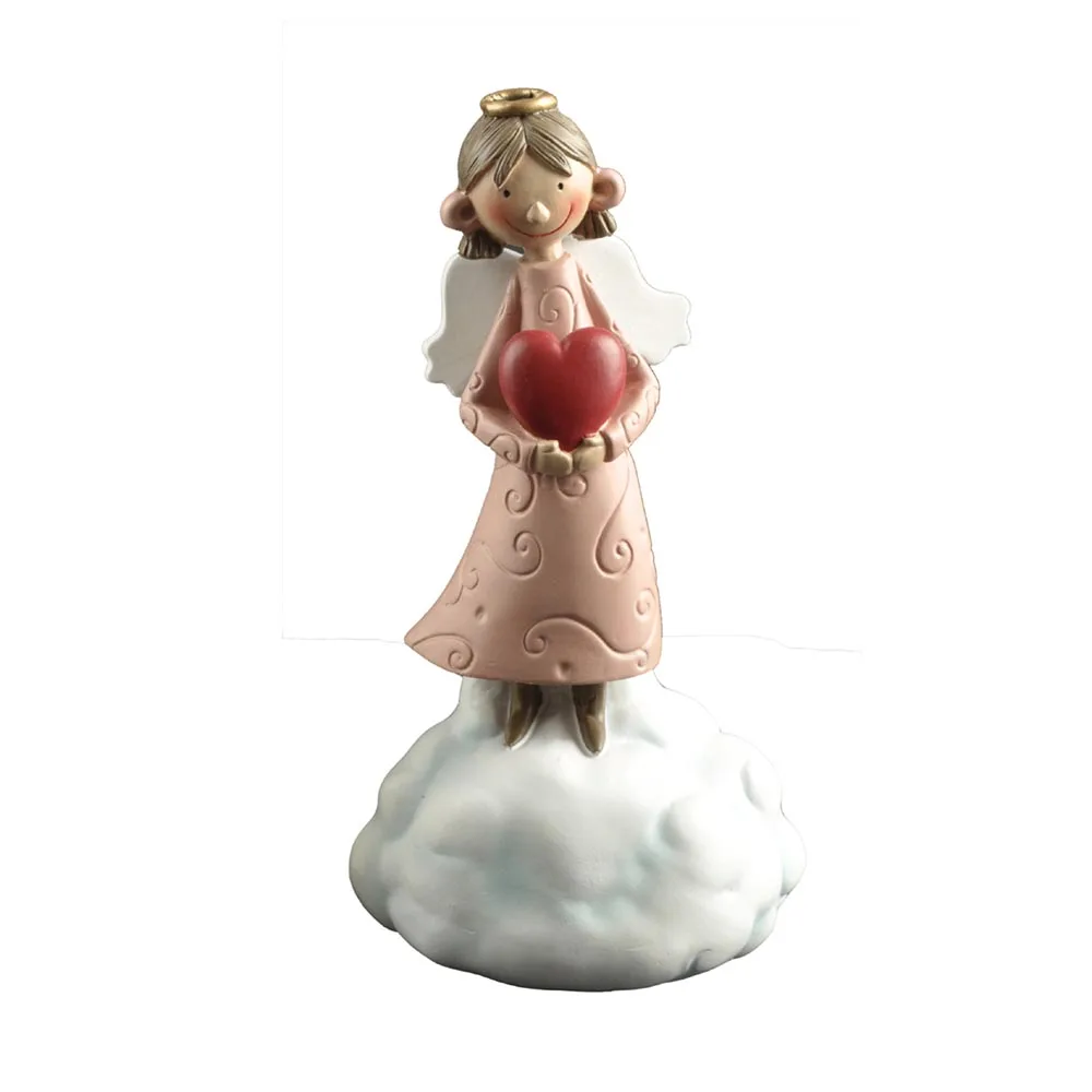 Hot Sale Unique  Resin Decorative Holding Heart Little Angel Figurine on the Cloud