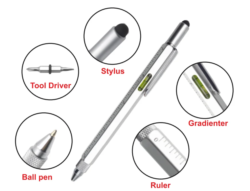 5 In 1 Tool Pen Metal Touch Ruler Pen Level Pen With Screwdrivers - Buy ...