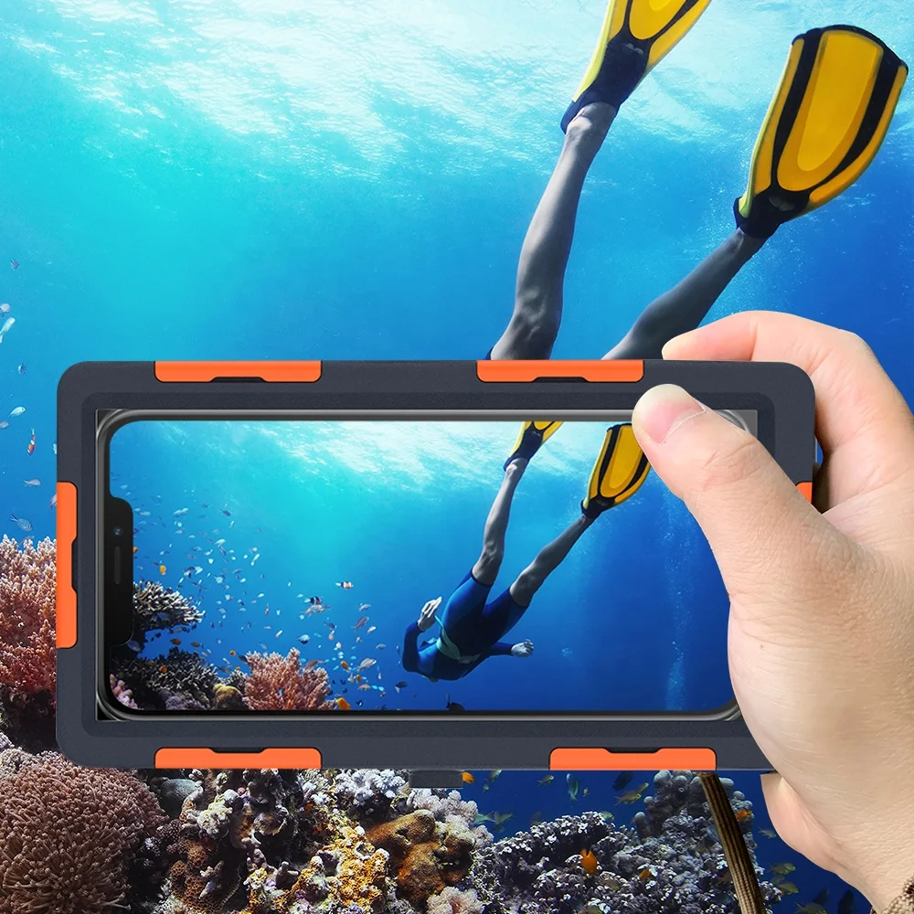 
2020 Hot products IP68 certificated 15 meters waterproof PC+TPU underwater phone case diving 