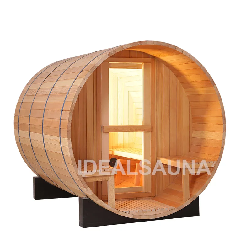 Outdoor Solid Hemlock Red Cedar Wood Family Big Size Spa Sauna Wet Dry Steam Sauna Cabin Wooden