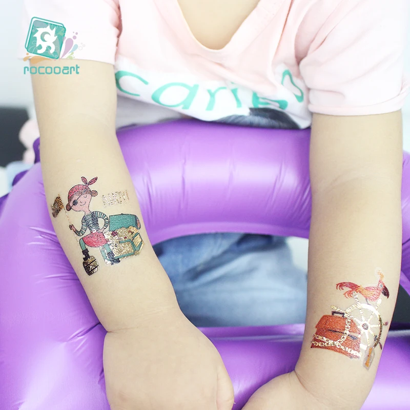 Rocooart adesivos de tatuagem desenhos animados para crianças